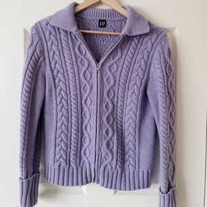 ✿ Y2K GAP Wool Cable-knit Zip Up Sweater Size S/M